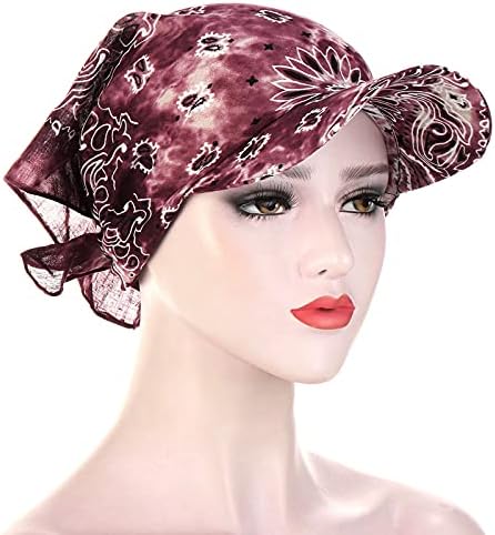 Mulheres Flores Flores Baseball Feia Hat Hat Muslim Turban Sun Protection Lascarf com viseira Chapéu de beisebol leve e leve