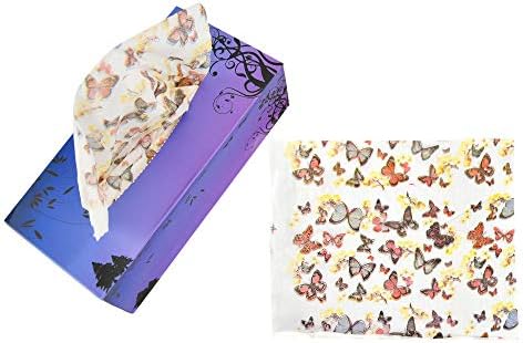 Caixa Home-X de tecidos de novidade, caixa colorida de lenços faciais, lenços de 3 camadas de 100 contagens, borboletas,
