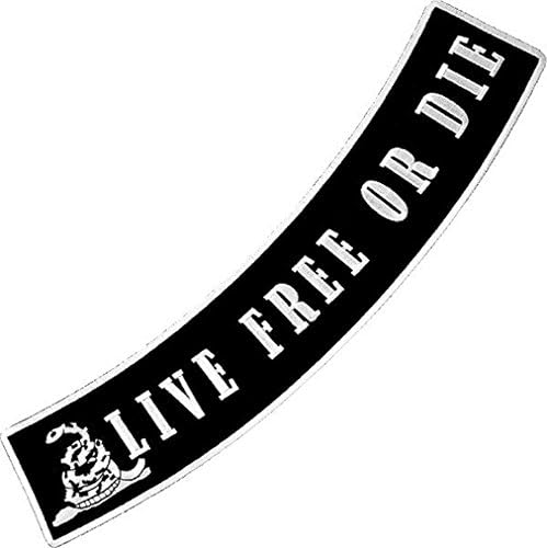 Couro Supremo Patriótico Live Free Or Die Gadsden Border Rocker Biker Patch-White-Large