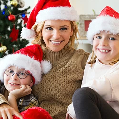 Bosoner Santa Hat Kids, criança chapéu de Papai Noel, chapéu de veludo de veludo vermelho para festa de natal, chapéu de natal