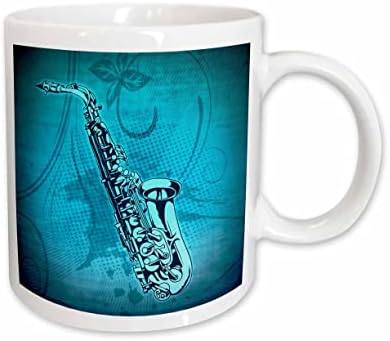 Jazz do sax 3drose em caneca de cerâmica azul, 11 onças