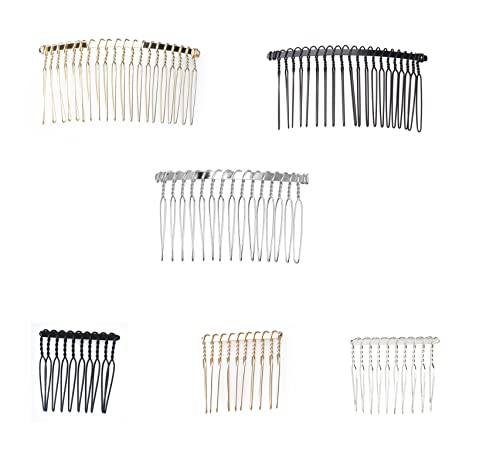 Ruwado 6 pcs cabelos de metal pentes 10 dentes 20 dentes twist véu de cabelo lateral lateral clipes de pino para jóias