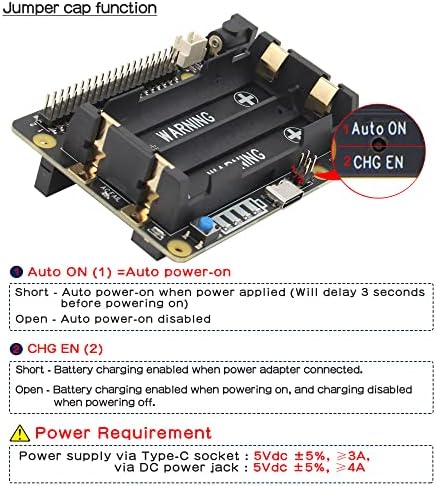 Geekworm Raspberry Pi UPS, X728 v2.3 18650 UPS e Placa de gerenciamento de energia com detecção de perda de energia, função