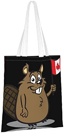 A sacola de compras portátil de tela de castores ewmar é adequada para compras, trabalho, escola e viagens diárias