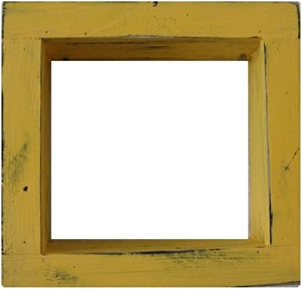 Exibição quadrada de madeira de madeira/madeira - 9 x 9 - Amarelo - Recurso Vintage Recuperado Decorativo Recuperado