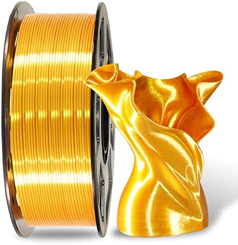 Mika3d Silk Shiny Pla Gold 3D Filamento, 1 kg de 2,2 libras 1,75 mm Material de impressão 3D, controle de alto diâmetro de seda