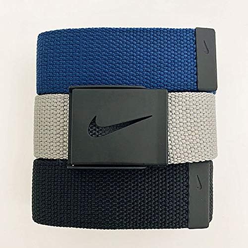 Nike Men's 3 Pack Web Belt, fosco preto, preto/cinza/marinha, tamanho único