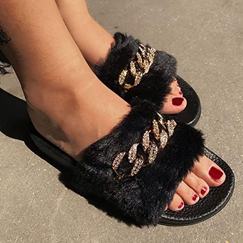 Slippers Slides for Women Summer Summer Flipers Fashion Beach Cadeia de chinelos de cristal feminino Sandals Sapatos Sandálias femininas