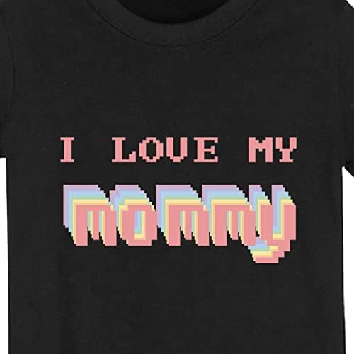 Summer Solid Color Cartoon Printing Color I Love My Mommy Print Boys and Girls Tops Tops Short Made