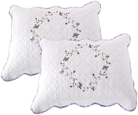 VCTOPS de 2 peças elegantes travesseiros florais bordados shams king tamanho algodão acolchoado travesseiro
