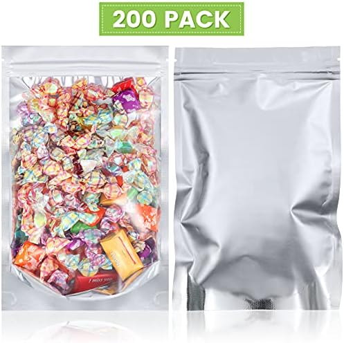 200 peças Mylar Bags Mylar Sacos Frente Fronteiro Mylar Bags Sacos de embalagens comestíveis confiáveis ​​sacos