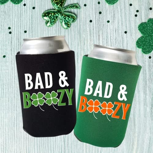 Dia de São Patrício Bad & Boozy CAN LACER - Irish St. Patrick's Day Beer Coolie - presente de festa do dia de Paddy