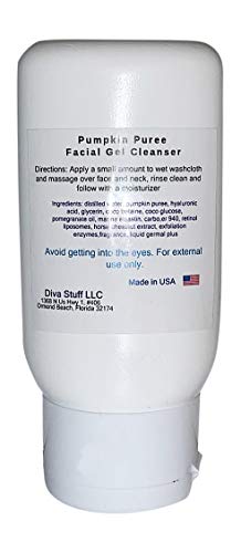 Diva Stuff Stuff Purê de abóbora Esfoliando o limpador de gel facial enzima, com ácido hialurônico, elastina marinha, castanha