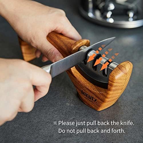 Terutz Kitchen Kitchen Sharpner, Ferramenta Profissional para facas de cozinha e lâminas com três melhores estágios de afiação para reparar, restaurar e polimento danificado e sem graça lâminas de madeira portable portátil