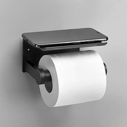 Suporte de papel higiênico, suporte de tecido do banheiro da montagem na parede com prateleira de armazenamento, auto-adesivo de 3m,