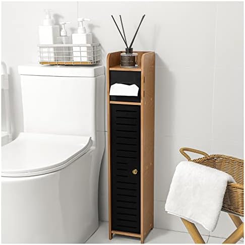 Armário de banheiro pequeno, armário de armazenamento de papel higiênico Hyderes, armário de base de canto de PVC com porta e prateleira,