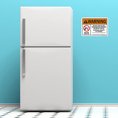 SmartSign 7 x 10 polegadas “Aviso - não desconecte os rótulos de armazenamento da vacina contra a geladeira” | Laranja,