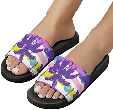 Palmeiras roxas sandálias domésticas não deslizam chinelos de dedo do pé para massagem banho de chuveiro