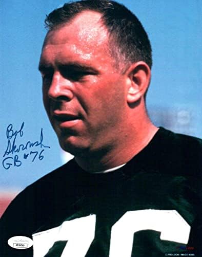 Bob Skoronski assinou o Autograph 8x10 Packers Close Up GB 76 JSA AB54769 - Fotos autografadas da NFL