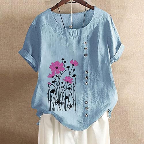 Flores femininas Blousips Button Down Summer Loue Fit Fit