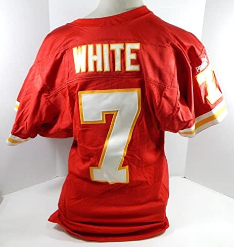 1999 Kansas City Chiefs White 7 Game usado Jersey Red 44 DP32114 - Jerseys de Jerseys usados ​​na NFL não assinada