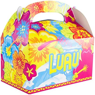 Super z outlet colorido luau havaí ilha de presente tropical presente caixas de papelão com alças para artesanato, sacos de