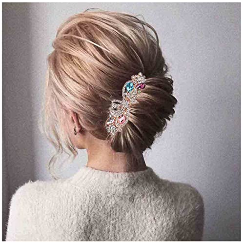 Yheakne Sparkle Crystal Wedding Cabelo Barrette colorido Retro de cabelo colorido Barrette Bling Cabeças de cabeçote de noiva Decorativa Clipe de cabeça Criança Cristal Clipe Crystal Bride Acessórios para mulheres e meninas presentes