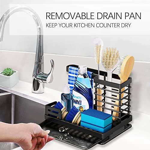 Merritpick Sink Caddy Kitchen Sink Organizer, suporte de esponja para pia da cozinha, suporte de esponja da pia da cozinha com panela