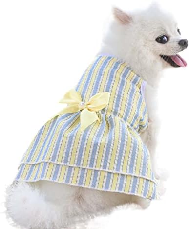Honprad Puppy Roupos menino Conjunto de arco outono vestido de primavera gato nó de cachorro roupas de casamento listras de