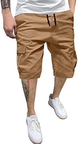 Shorts para homens, moda masculina casual de cor sólida elasticidade de empolgamento de cargas de gola de bolso shorts