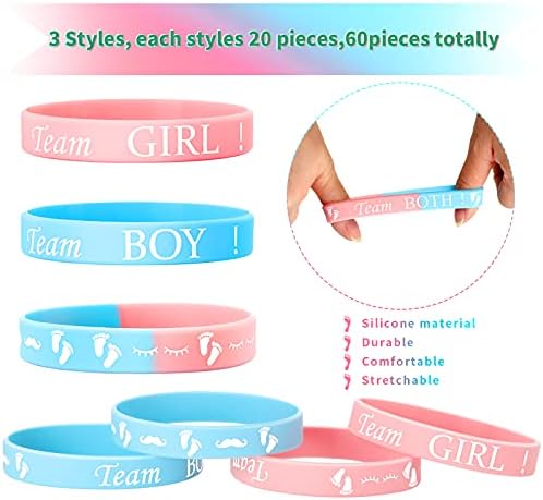Gênero de 60 peças Revelar pulseiras, team garoto de pulseiras de silicone, menina de gênero de gênero de gênero de festas