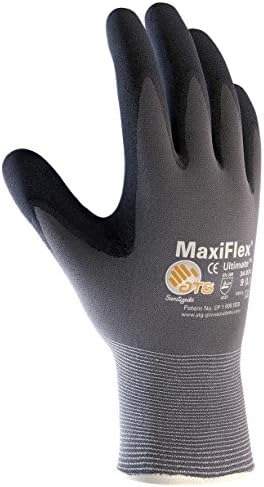 ATG 34-874T/M MAXIFLEX Ultimate, concha de nylon cinza 15g, aderência de nitrila preta, cinza marcado Magado M