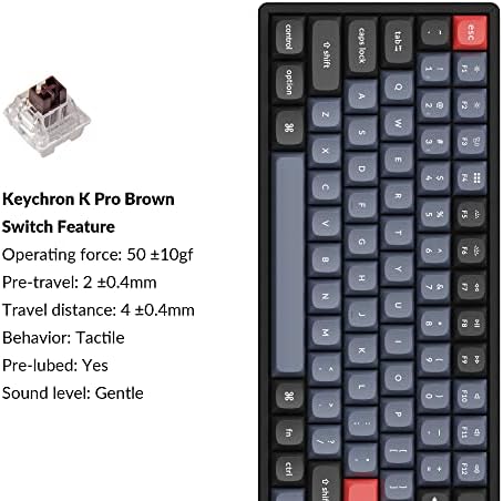 Keychron K2 Pro QMK/via teclado mecânico sem fio, interruptor Brown K Pro Brown com Layout de 75%, Macro programável