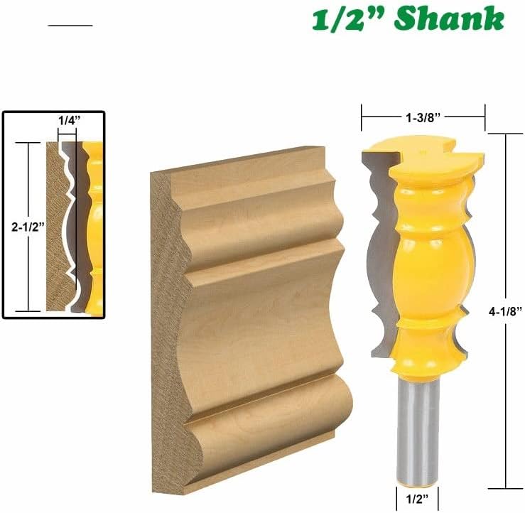 Jrenbox Router Bits 1/2 12mm Shank 12,7mm Linha grande Faca Coroa Router Bit Cutter Tenon para Cutter de moagem de madeira