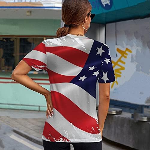 Miashui Women Camisetas de compressão Casual Casual America Flag PRIMA