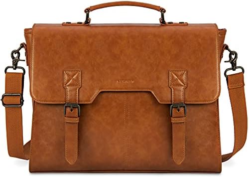 Bolsa de mensageiro de couro para homens 15,6 polegadas de laptop à prova d'água Beirada de couro grande bolsa para laptop Messenger