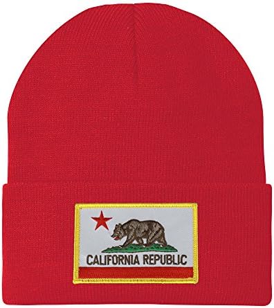 Feito nos EUA - Bandeira do urso da Califórnia bordada patch bordada de inverno longa gorro