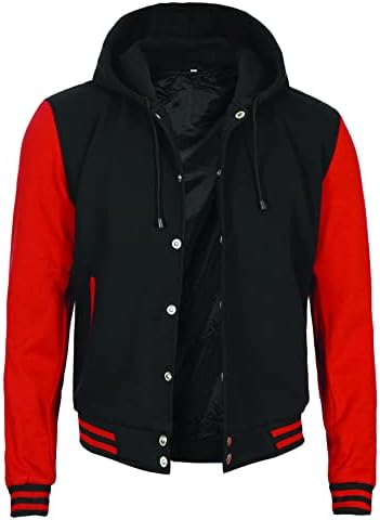 Jaqueta do time do colégio com capuz Dimpied Men - High School Letterman Bomber Hoodie Jackets de beisebol para homens