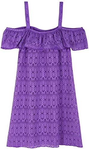 Firpearl Girl's Swimsuit Round Up Dress Off ombro de malha de malha de malha de praia