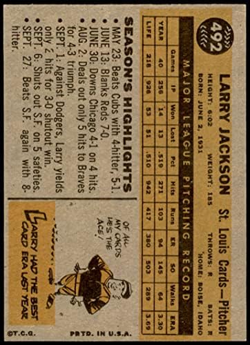 1960 Topps 492 Larry Jackson St. Louis Cardinals Ex/Mt Cardinals