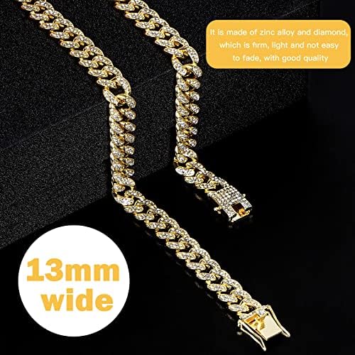 Cadeia de cachorro Diamante de colar de gola cubana colar de metal ， 18k Diamond Cut Chain de aço inoxidável com projeto Buckle segura ， Acessórios para jóias para animais de estimação para cães grandes pequenos gatos de cães grandes