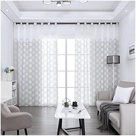 Daesar Sheer Voile Curtains 2 painéis, cortinas de quarto Blackout blecaute poliéster poliéster cinza transparente janela