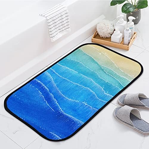 Vantaso Tapete de tapete de tapete de banho de banho com textura de aquarela com areia azul de areia de areia de areia não deslizante
