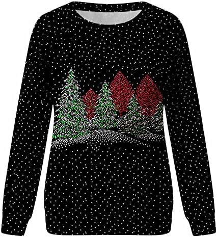 Mulheres de Natal Molas de Manga Lonja de Molas de Xmas de Pullover solto Casual Casual gráfico de manga comprida Tops