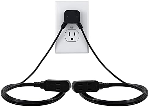 GE Home Electrical 6 pés Twin Extension Cord Power Strip, 6 pontos de venda, 6 pés de cada lado, 16 bitola, classificação interna,