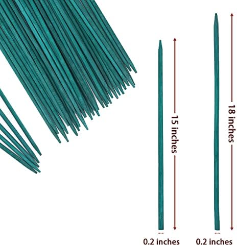 50 PCS Sticks de plantas de plantas verdes Stakes de planta, Plant Support Stakes Garden para plantas internas e externas, palitos de bambu de madeira robusta de gaginang, estacas de plantas florais para plantas em vasos de jardim （15 polegadas)