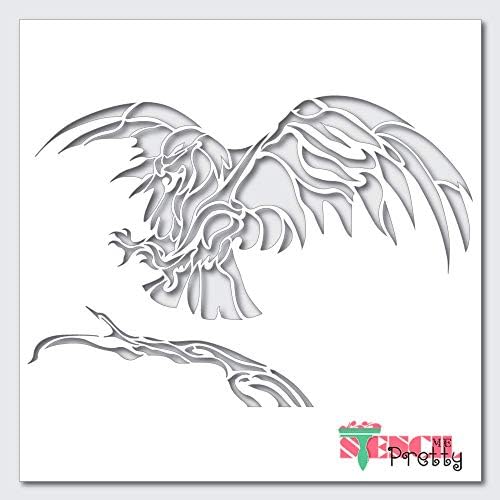 Landing Eagle Stencil - Americana DIY Primitiva Primitiva Arte da parede de sinalização Best Vinyl Grandes estênceis para