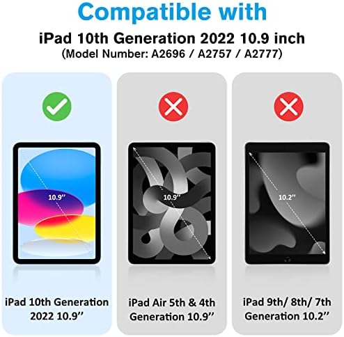 Caso de suporte Slim Procase para iPad Caso da 10ª geração 2022 IPAD Case 10,9 polegadas, pacote iPad 10 -Blue com iPad 10.9 10ª geração