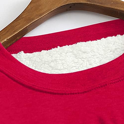 GDJGTA Mulheres de lã de lã grossa Crewneck Crewneck Winter acolchoado Velvet Warm Rouphe Tops Camisetas de túnica