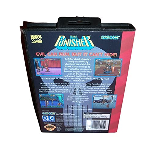 Aditi The Punisher Us Cover com caixa e manual para Sega Megadrive Gênesis Console de videogame de 16 bits cartão MD